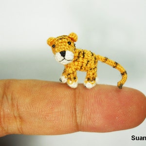 Miniature Tiger Stuffed Animal - Small Crochet Tiny Amigurumi Animal Doll Toy - Made To Order