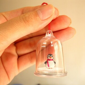 Micro Penguin in Dome Dollhouse Miniature Crochet Tiny Stuffed Animal Made To Order image 2