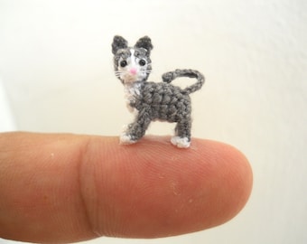 Miniature Tuxedo Cat Kitten -  Micro Amigurumi Kitty Cat Stuffed Animal - Made to Order