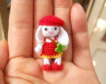 Bunny Rabbit Girl - Amigurumi Crochet Tiny Stuffed Animal - Made To Order