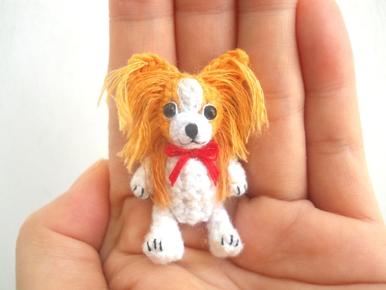 Mini Crochet Papillon Miniature Dog Stuffed Animals Made Etsy