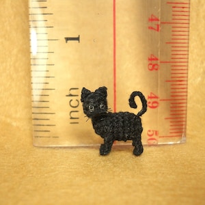 Miniature Black Cat 1/2 Inch Micro Mini Amigurumi Crochet Cat Kitten Made to Order image 5