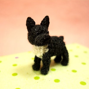 Black White French Bulldog Micro amigurumi Tiny Crocheted Dog Made To Order image 4