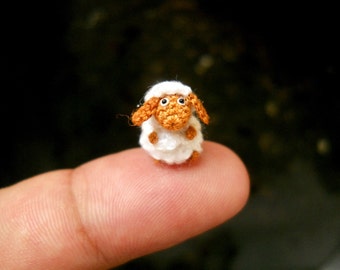 Cute Fawn Sheep - Micro Crochet  Tiny Sheep - Made to Order