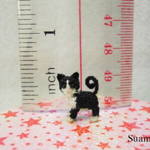 0.5 Inch Tuxedo Cat Kitten Micro Amigurumi White Black Cat Stuffed Animal Made to Order image 4