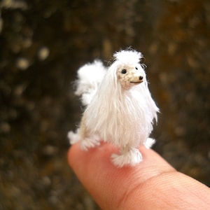 Miniature White Poodle 1 Inch - Tiny Crochet Micro Amigurumi Dog stuff Animal - Made To Order