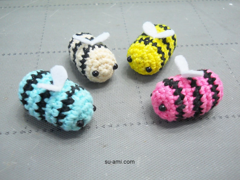 Crochet bee, Small Bee, Crocheted Bumble Bee, Decorative Bee, Tiny Bee Plush Made to order. image 2
