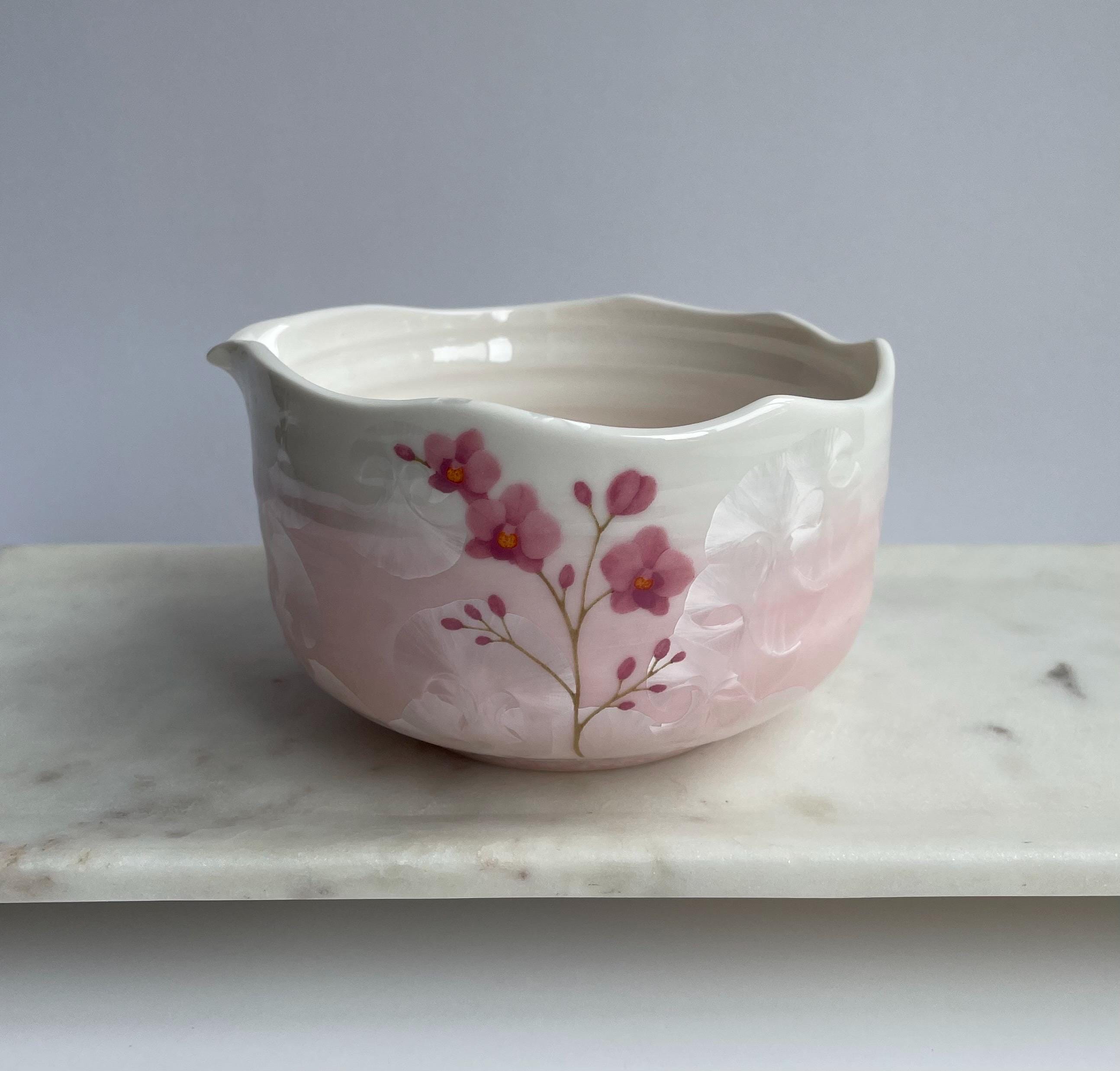 桜の抹茶碗：ピンクの花模様の茶碗 - Etsy 日本