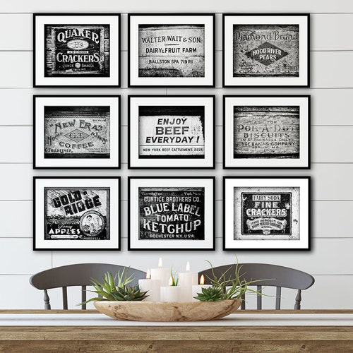 Black and White Wall Art Farmhouse Kitchen Decor Rustic Etsy
