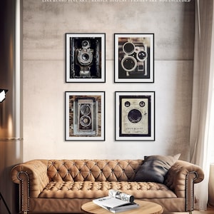 Vintage Camera Prints or Canvas Set - Retro Industrial Wall Decor for Office or Apartment - Perfect Gift for Photographer or Him