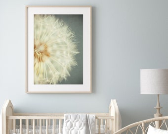 Dandelion Wall Art for Babys Nursery, Bathroom or Girls Bedroom - Floral Photography Decor - Minimalist Modern Print or Canvas