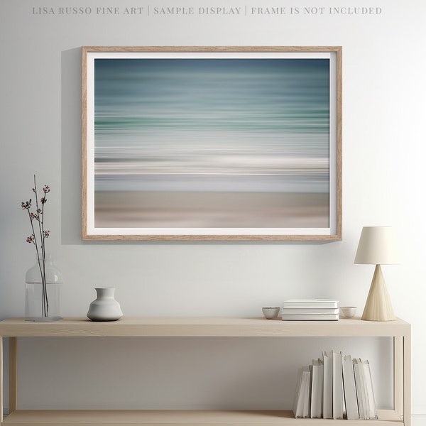 Coastal Beach Abstract Wall Art - Modern Minimalist Pastel Blue Ocean Print for Bedroom, Bathroom, Office Decor