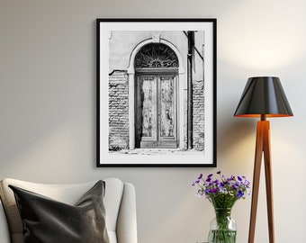 Venice Italy Architecture Print - Fine Art Photography for Foyer or Living Room Decor - Black and White Door Print or Canvas