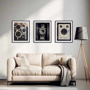 Vintage Camera Print or Canvas Wall Art Set - Photographer Gift - Office Home Decor - Man Cave Decor - Industrial Style