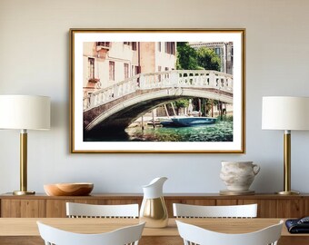 Italian Venice Wall Art Print - Canal Bridge - Original Travel Photography for Dining, Living, Bedroom Decor