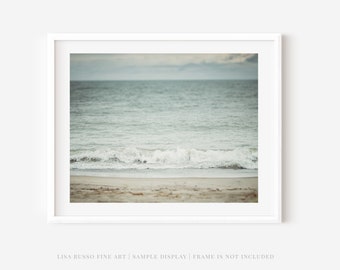 Coastal Living Room Wall Art - Nautical Landscape Surf Photography - Pastel Blue Ocean Print or Canvas