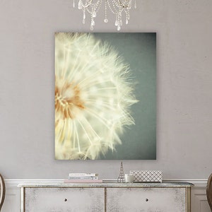 Shabby Chic Blue and Ivory Dandelion Floral Wall Art Canvas Nursery, Bathroom or Bedroom Decor Bild 2