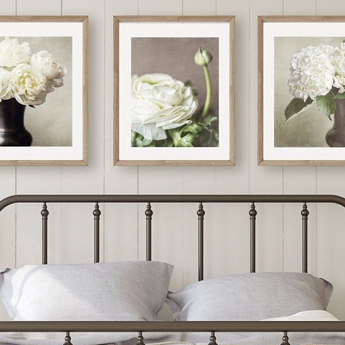 Beige Shabby Chic Flower Wall Art Decor. French Country Flower Etsy