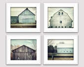 Modern Farmhouse Decor. Teal Farmhouse Wall Art. Farmhouse Wall Decor. Set of 4 Prints. Barn Photography. Cottage Decor. Shabby Chic Decor.