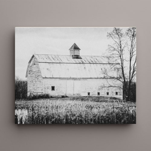 Black and White Farmhouse Decor Canvas Wall Art Print Ready Etsy