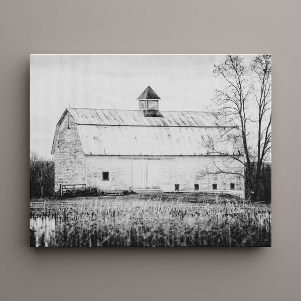 Black and White Barn Print Etsy