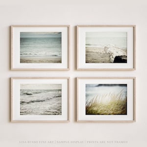 Coastal Wall Art Set - Serene Beach Photos in Soft Neutrals - Unframed Photography Prints