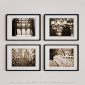 Sepia Vintage NYC Wall Art | Dark Academia Style Prints for Living Room | Rustic New York City Prints | Curated Bundle
