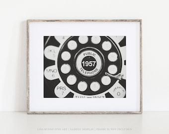 Mid-Century Modern Wall Decor - 1950s Telephone Art Print or Canvas - Black and White Retro Office or Kitchen Decor