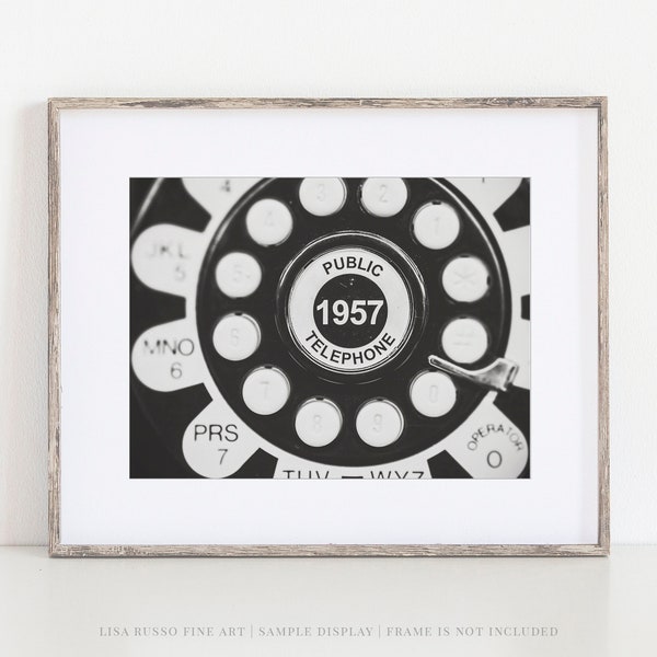 Mid-Century Modern Wall Decor - 1950s Telephone Art Print or Canvas - Black and White Retro Office or Kitchen Decor