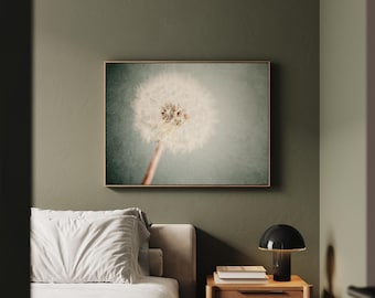 Framed Dandelion Canvas Art: Neutral Botanical Photography