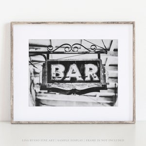 New Orleans Bar Photography Print | Black and White Canvas Art | French Quarter | Bar Home Bar or Bar Cart | NOLA Bar Decor