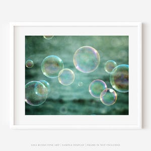 Teal Aqua Bubble Art Print: Kids Bathroom Decor