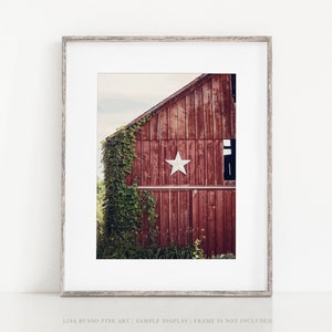 Vertical Red Barn Landscape Print or Canvas for Farmhouse Wall Decor - Patriotic Americana Farm Artwork - Gift for Her