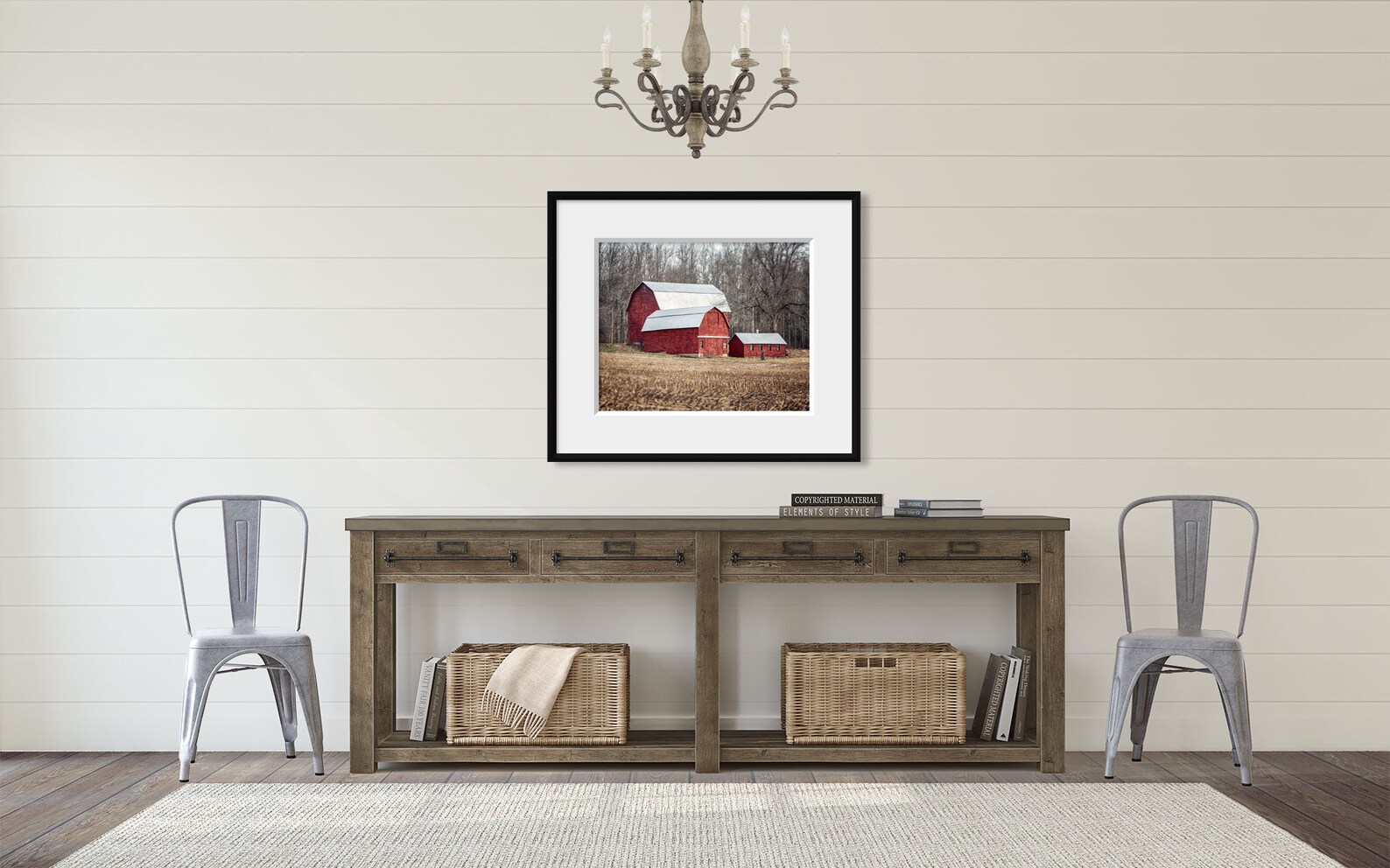 Red Rustic Country Wall Art Decor. Red Barn Landscape in the Etsy