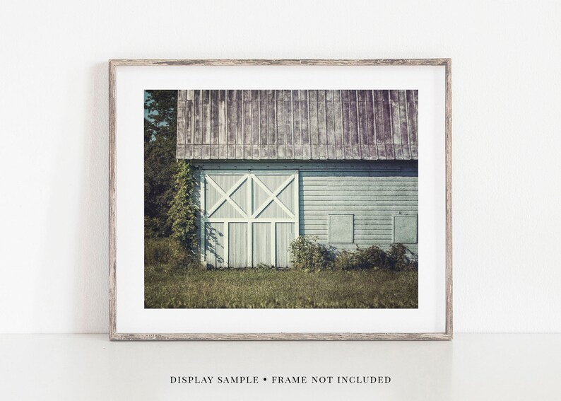 Teal Farmhouse Wall Art Home Decor. Aqua Barn Landscape Etsy