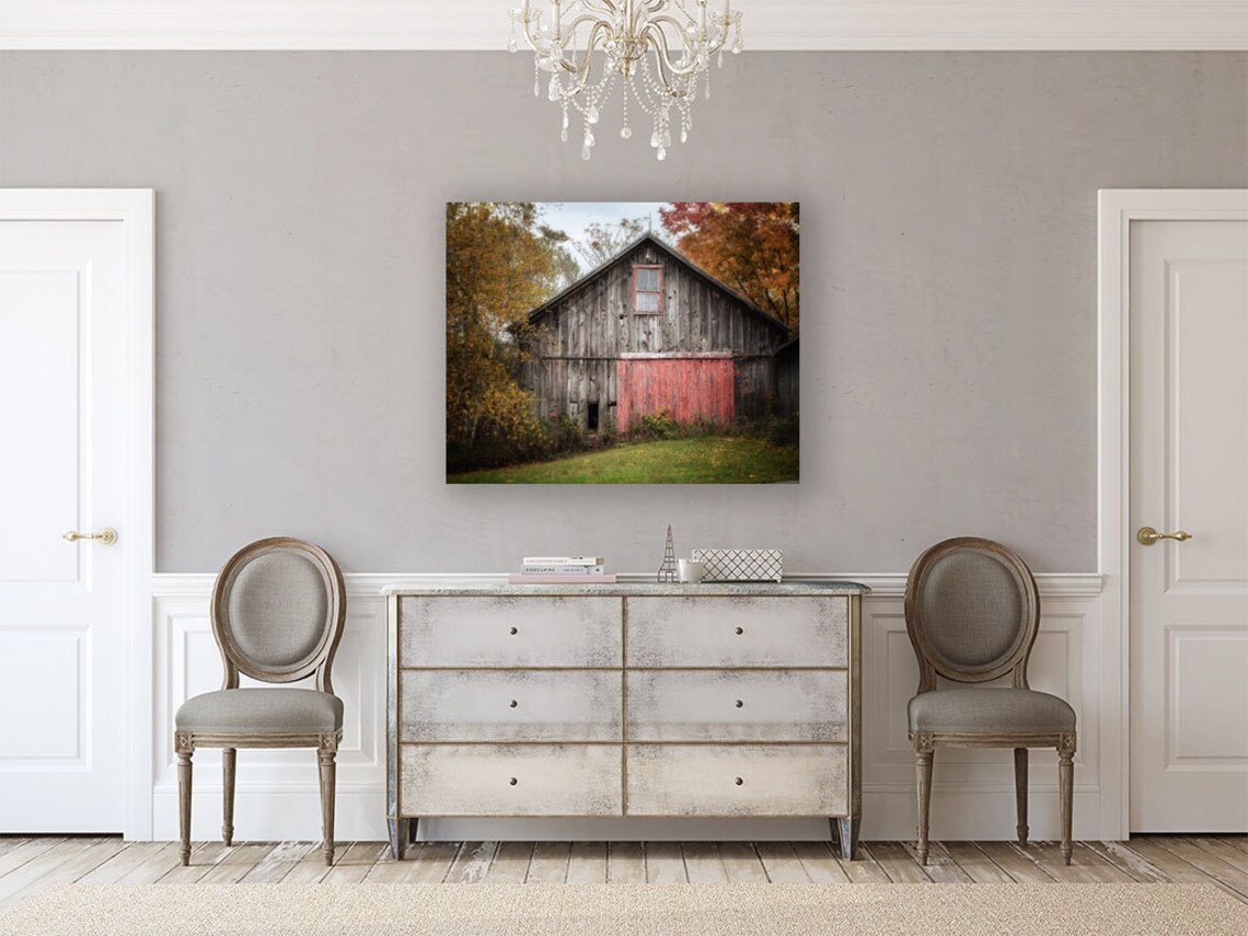 Rustic Farmhouse Canvas Art Country Barn Landscape Canvas Etsy