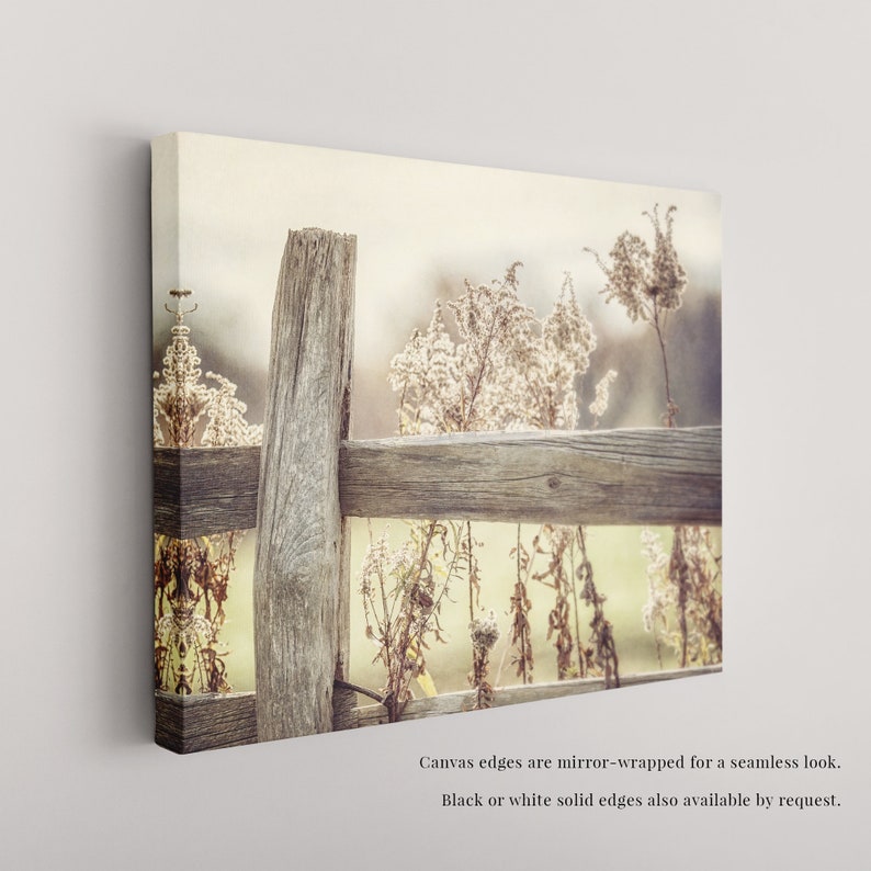 Rustic Farmhouse Canvas Wall Art Yellow Pasture Fence Living Room or Bedroom Decor Ready to Hang image 2