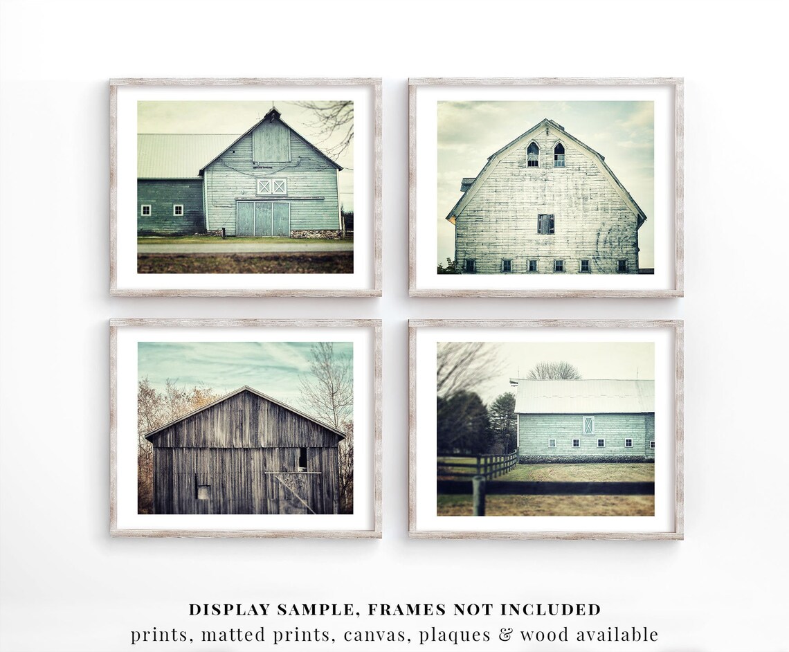 Set of 4 Teal Shabby Chic Farmhouse Wall Art Decor. Rustic Etsy