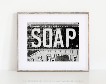 Vintage Black and White Soap Print or Canvas for Bathroom, Laundry Room, or Kitchen Wall Decor - Rustic Farmhouse Photo - Multiple Sizes