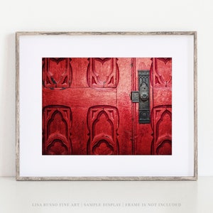 Red Gothic Church Door Wall Art Print or Canvas for Rustic Home Decor - Pittsburgh Photography