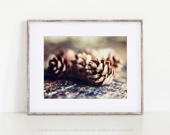 Rustic Pinecone Wall Art - Print or Canvas - Lodge-Style Decor for Kitchen Living Room or Bedroom - Warm and Cozy Design