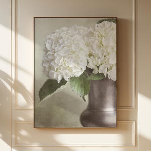 Framed Canvas Wall Art | Ready to Hang French Country Floral Canvas Print | Ivory Hydrangeas Wall Art Decor