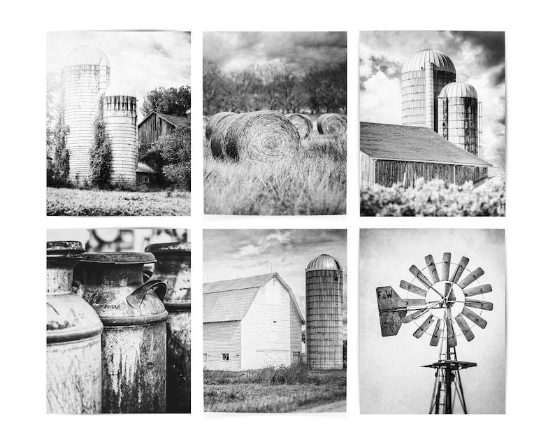 Farmhouse Wall Art Prints Set of 6 for Living Room or Kitchen Wall Decor Rustic Barn Theme Neutral Beige, Tan, White Gift for Her image 4