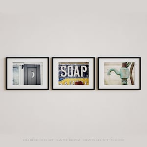 Rustic Farmhouse Bathroom Prints: Vintage Bath Art Set of 3