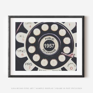 Retro Rotary Phone Print, Vintage 1957 (Black & White, Wall Art)
