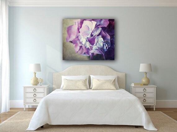 Large Bedroom Wall Art Purple Nature Photography Purple Bedroom Decor Hydrangea Print Canvas For Bedroom Modern Wall Art Flower Photo
