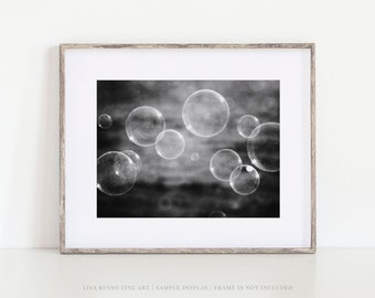 Black and White Bathroom Wall Art • Black and White Abstract Bubbles Bathroom Decor • Bubbles Print or Canvas for Kids Bathroom Decor