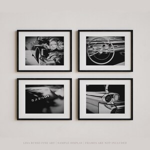 Vintage Cadillac Car Wall Art Set - Black and White Photos or Canvas Prints - Mid-Century Modern Home Decor - Gift for Him or Dad