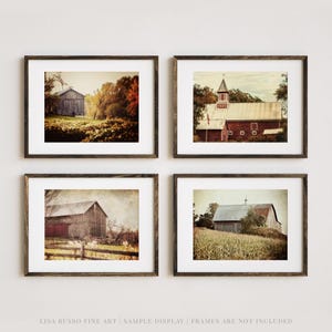 Rustic Barn Landscape Photography Prints: Fall Farmhouse Decor, Set of 4