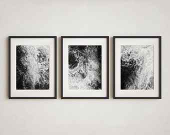 Modern Black and White Abstract Wall Art Set for Office Living Room or Bedroom Decor - Set of 3